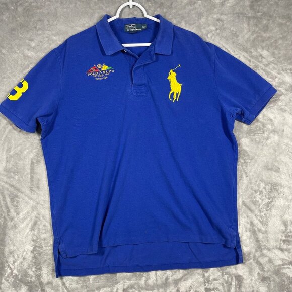 Polo by Ralph Lauren Blue Mens XXL Rugby Shirt Big Pony & Yacht Club Embroidery - Picture 1 of 11